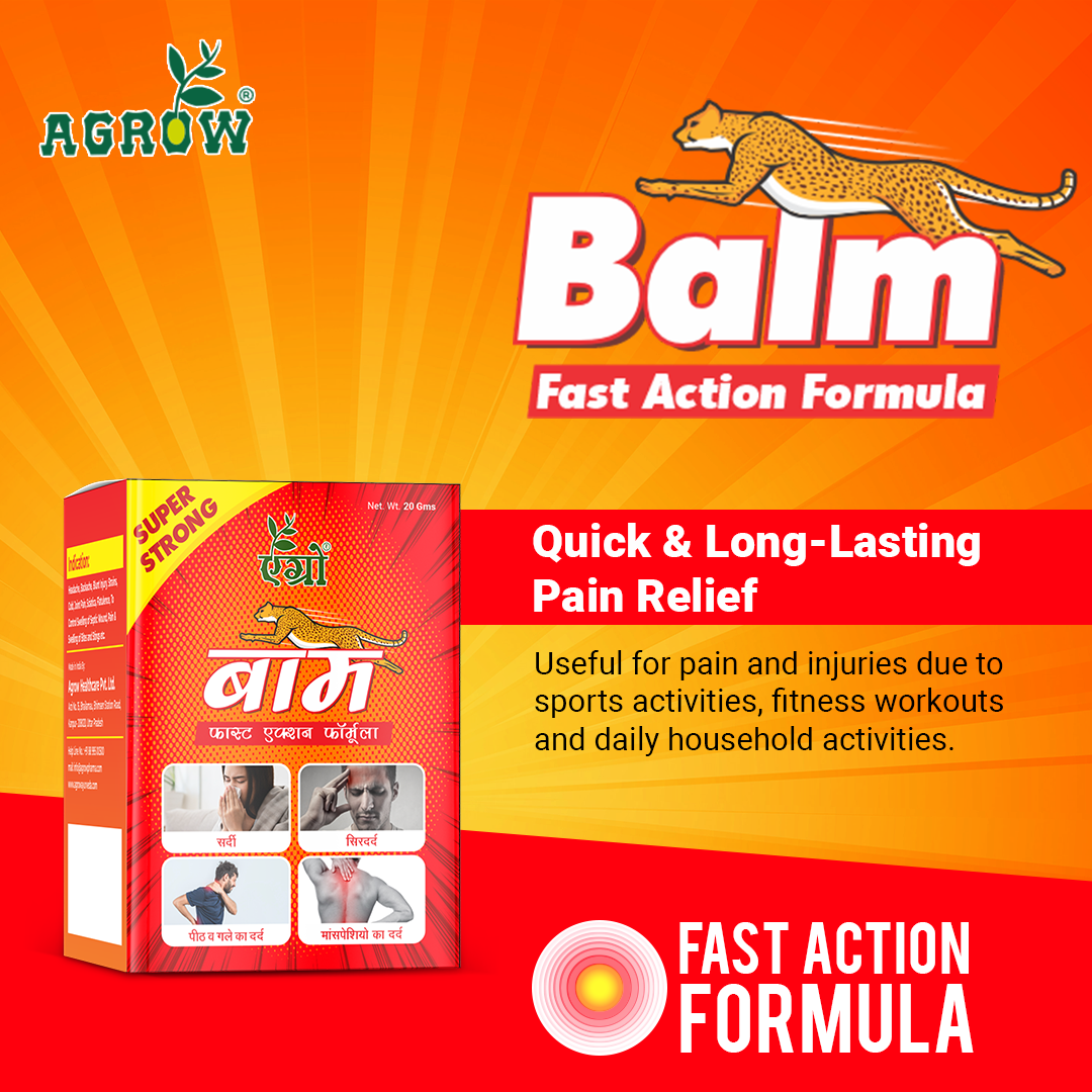 Agrow ayurvedic BALM | Fast Action pain killing formula (10gm)