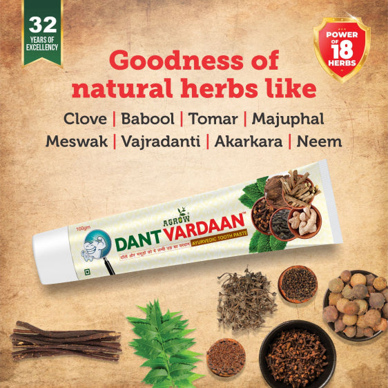 Dant Vardaan Ayurvedic Toothpaste +1 sensitive brush FREE (200gm)