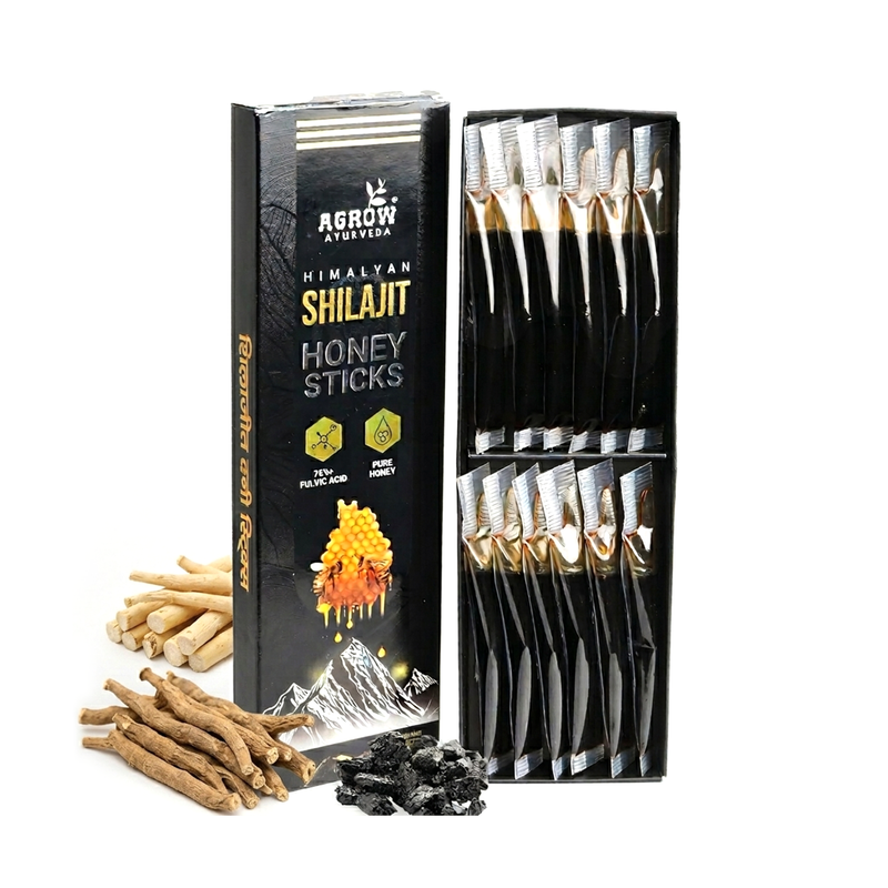 Agrow Ayurveda Himalayan Shilajit Sip Sticks | 12 Sticks 8 grams each