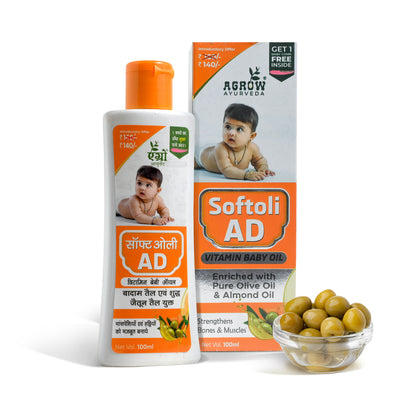 Softoli Vitamin AD ayurvedic baby message oil (Pack of 3, 100 ml each)